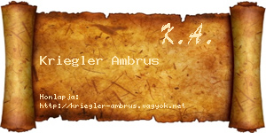 Kriegler Ambrus névjegykártya