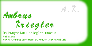 ambrus kriegler business card